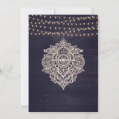 Midnight Blue rustieke houten bruiloft uitnodiging (Achterkant)