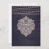 Midnight Blue Rustieke String Light Save the Date Kaart (Achterkant)