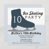 Midnight Blue Schaats Date Ice Skating Party Kaart (Voorkant / Achterkant)