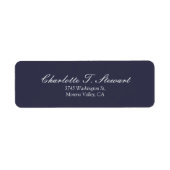 Midnight Blue Script Elegant Minimalistisch Modern Etiket (Voorkant)