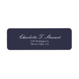 Midnight Blue Script Elegant Minimalistisch Modern Etiket