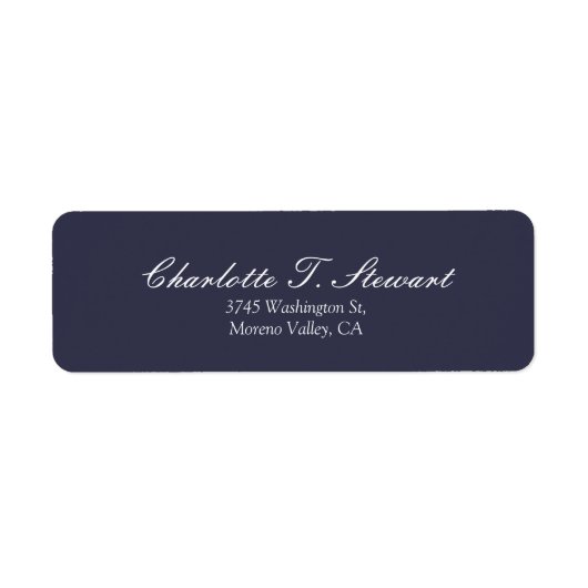 Midnight Blue Script Elegant Minimalistisch Modern Etiket (Voorkant)