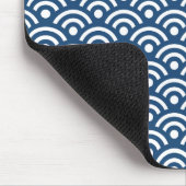 Midnight Blue Seigaiha Pattern Mousepad Muismat (Hoek)