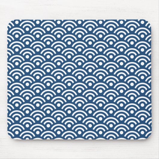 Midnight Blue Seigaiha Pattern Mousepad Muismat (Voorkant)
