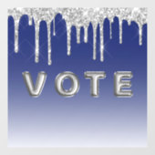 Midnight Blue Silver Glitter Drip Graphic Vote Raamsticker (Vel)