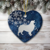 Midnight Blue Silver Snowflake Australian Shepherd Keramisch Ornament