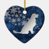Midnight Blue Silver Snowflake Golden Retriever Keramisch Ornament (Voorkant)