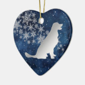 Midnight Blue Silver Snowflake Golden Retriever Keramisch Ornament (Links)