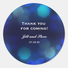 Midnight Blue Sky Bokeh Lights Trouwgunst Ronde Sticker