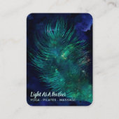 *~* Midnight Blue Sky Cosmic Emerald Feather Boho Visitekaartje (Voorkant)