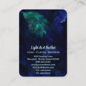 *~* Midnight Blue Sky Cosmic Emerald Feather Boho Visitekaartje (Achterkant)