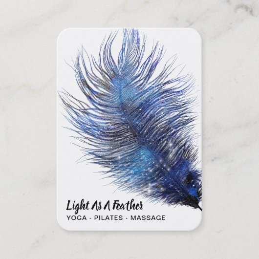 *~* Midnight Blue Sky Cosmic Feather Boho Blauwgro Visitekaartje (Voorkant)