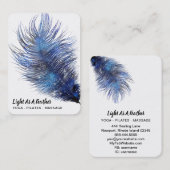 *~* Midnight Blue Sky Cosmic Feather Boho Blauwgro Visitekaartje (Voorkant / Achterkant)