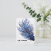 *~* Midnight Blue Sky Cosmic Feather Boho Blauwgro Visitekaartje (Staand voorkant)