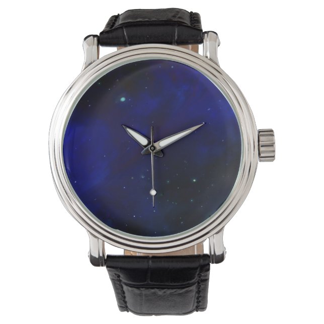 Midnight Blue Sky met sterren Horloge (Voorkant)