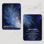 *~* Midnight Blue Sky Turquoise Feather Boho Visitekaartje (Voorkant / Achterkant)