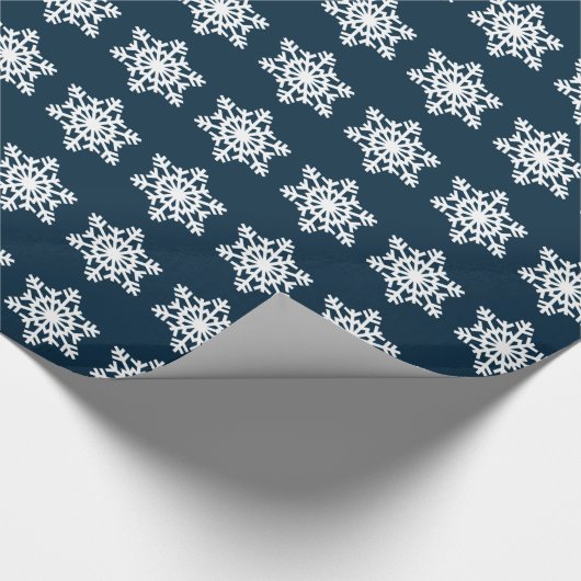 Midnight Blue Snowflake Cadeaupapier (Hoek)