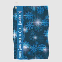 Midnight Blue Snowflake Patroon Custom Golfhanddoek