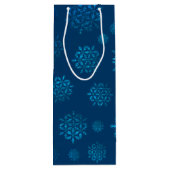 Midnight Blue Snowflake Pattern Wine Bag Wijn Cadeautas (Achterkant)