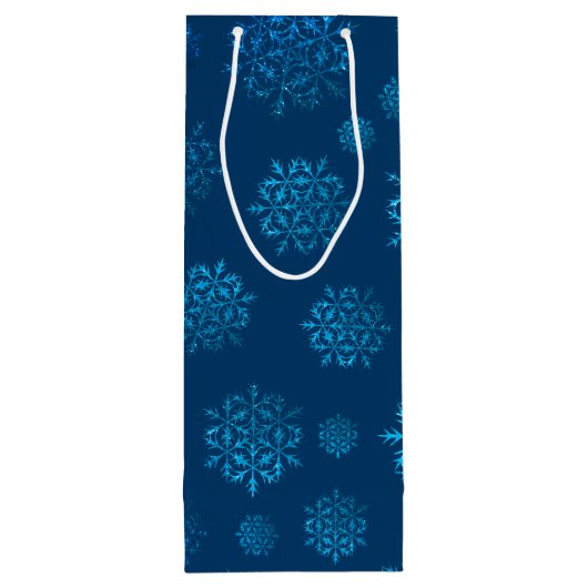 Midnight Blue Snowflake Pattern Wine Bag Wijn Cadeautas (Achterkant)