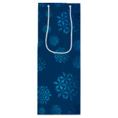 Midnight Blue Snowflake Pattern Wine Bag Wijn Cadeautas (Voorkant)