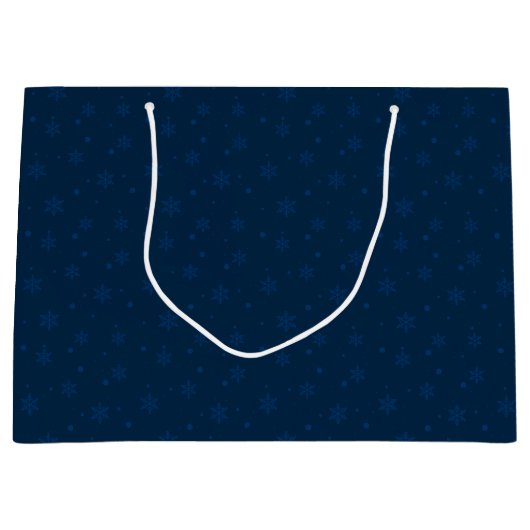 Midnight Blue Snowflakes Large Cadeautasje (Voorkant)