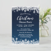 Midnight Blue Snowflakes White Kerstparty Kaart (Staand voorkant)