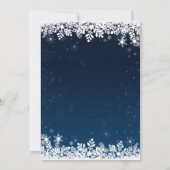 Midnight Blue Snowflakes White Kerstparty Kaart (Achterkant)