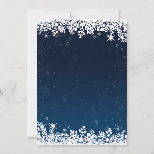 Midnight Blue Snowflakes White Kerstparty Kaart (Achterkant)