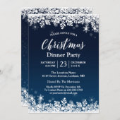 Midnight Blue Snowflakes White Kerstparty Kaart (Voorkant / Achterkant)