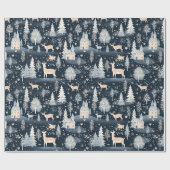 Midnight Blue Snowy Village Cadeaupapier (Vlak)