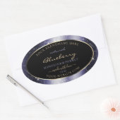 Midnight Blue Sparkle Glitter Lijst Productlabel Ovale Sticker (Envelop)