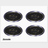 Midnight Blue Sparkle Glitter Lijst Productlabel Ovale Sticker (Vel)