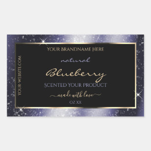 Midnight Blue Sparkle Glitter Lijst Productlabel Rechthoekige Sticker