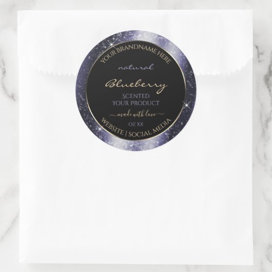 Midnight Blue Sparkle Glitter Lijst Productlabel Ronde Sticker (Tas)