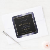 Midnight Blue Sparkle Glitter Lijst Productlabel Vierkante Sticker (Envelop)