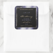 Midnight Blue Sparkle Glitter Lijst Productlabel Vierkante Sticker (Tas)