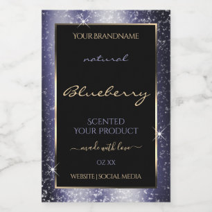 Midnight Blue Sparkle Glitter Lijst Productlabel Voedselcontainer Etiket