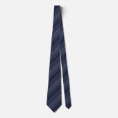 Midnight Blue Square Striped Pattern Stropdas (Voorkant)