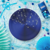 Midnight Blue Starlight Cascade Papieren Bordje (Feest)