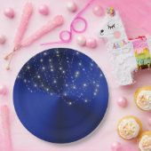 Midnight Blue Starlight Cascade Papieren Bordje (Feest)