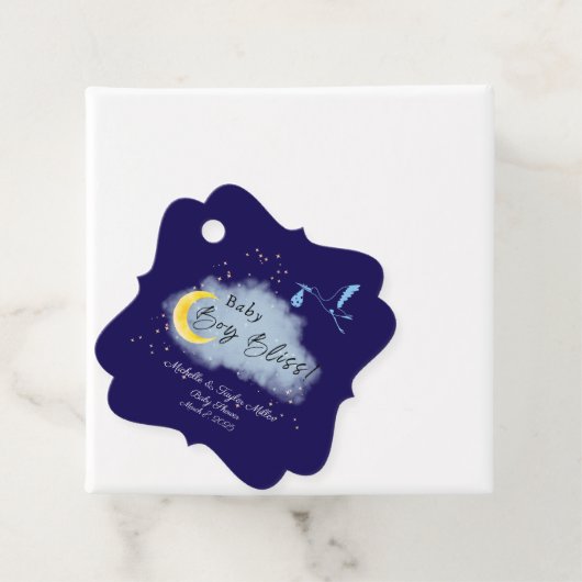 Midnight Blue Starlit Baby Boy Bliss Stork Bedankjes Labels (In situ)