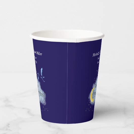 Midnight Blue Starlit Baby Boy Bliss: Stork Papieren Bekers (Rechts)