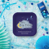 Midnight Blue Starlit Baby Boy Bliss Stork Papieren Bordje (Feest)
