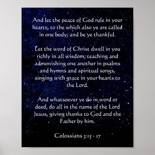 Midnight Blue Starry Sky Custom Text Poster (Voorkant)