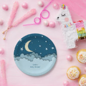 Midnight Blue Stars & Clouds 3D effect Papieren Bordje (Feest)