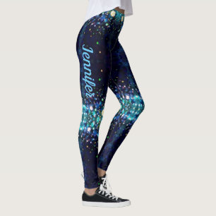 Midnight Blue Stars Waterverf - Aangepaste naam Leggings