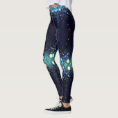 Midnight Blue Stars Waterverf - Aangepaste naam Leggings (Links)