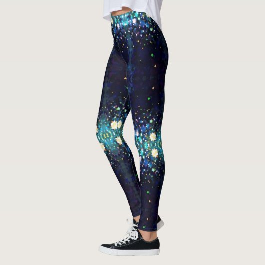Midnight Blue Stars Waterverf - Aangepaste naam Leggings (Links)