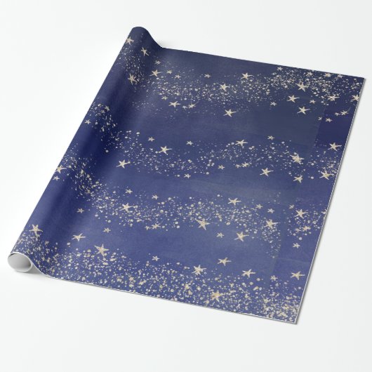Midnight Blue Sterrennacht Sky Cadeaupapier (Uitgerold)